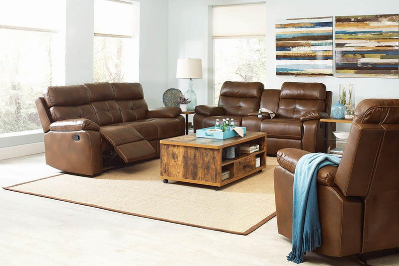 Damiano Brown Faux Leather Reclining Loveseat
