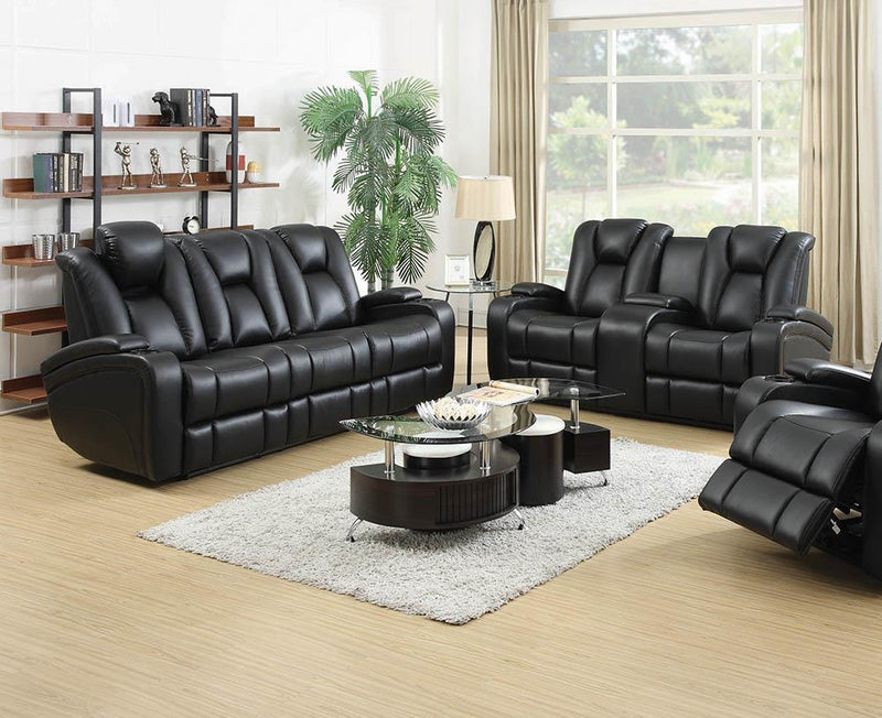 Zimmerman Black Faux Leather Power Motion Two-Piece Living Room Set