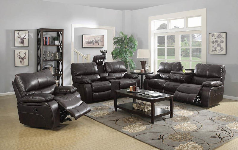 Willemse Chocolate Reclining Sofa With Drop Down Table