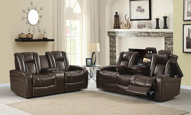 Delangelo Brown Power Motion Two-Piece Living Room Set