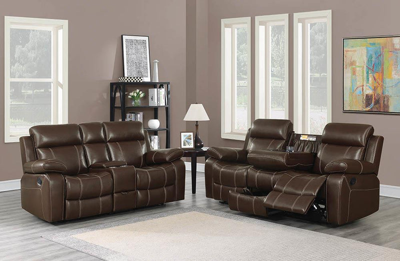 Myleene Chestnut Leather Two-Piece Living Room Set