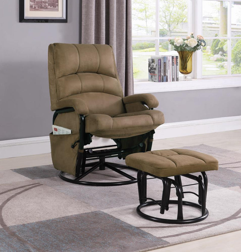 G650005 Casual Brown Reclining Glider with Matching Ottoman