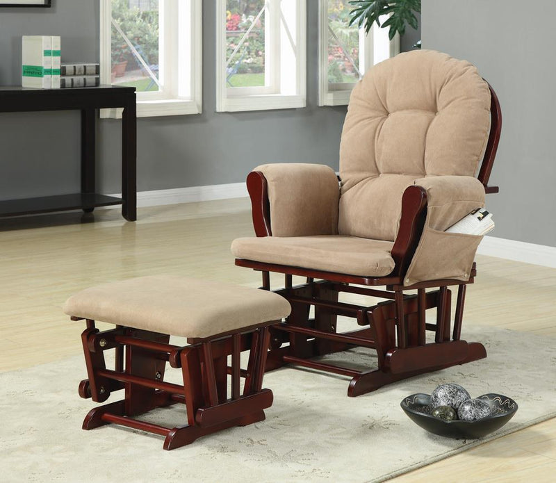 Traditional Beige Rocking Glider with Matching Ottoman Chair