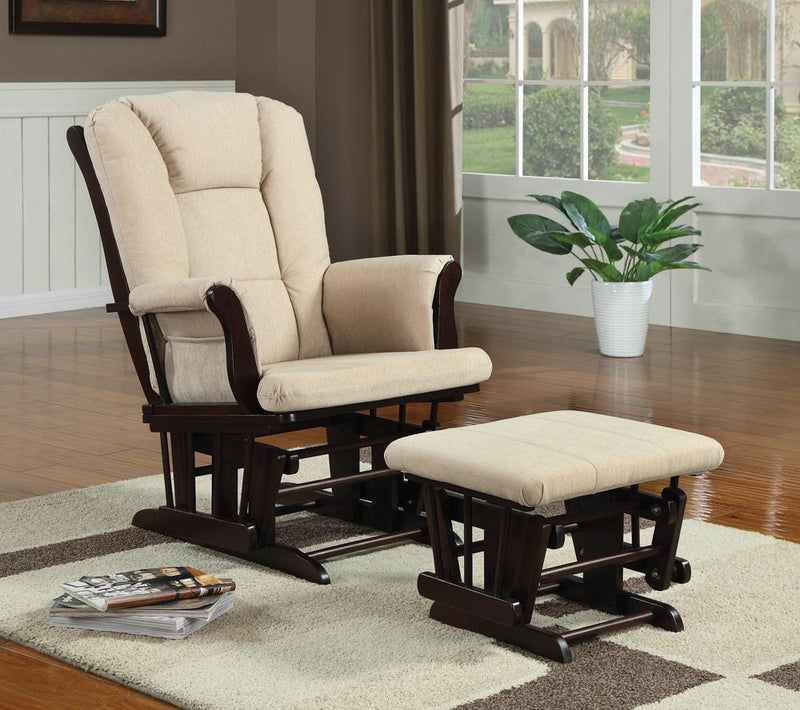 G650011 Traditional Beige Rocking Glider with Matching Ottoman