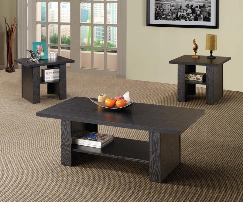 G700345 Contemporary Black Oak Three-Piece Table Set