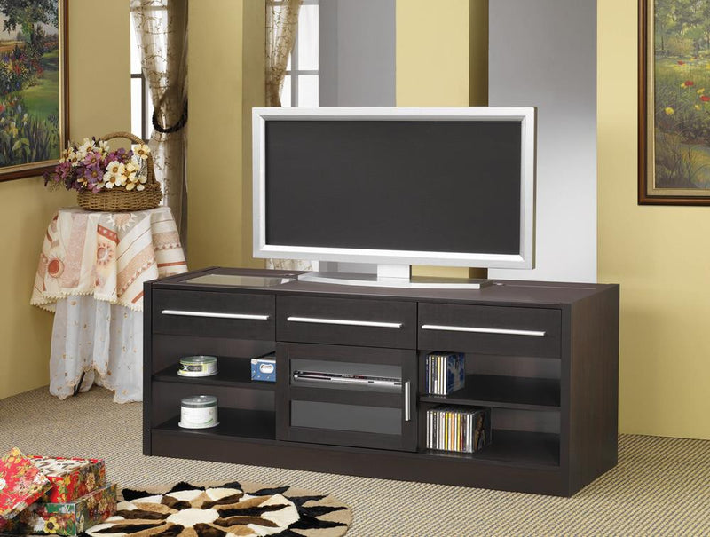 G700650 Contemporary Cappuccino TV Console With Connect-It Power Drawer