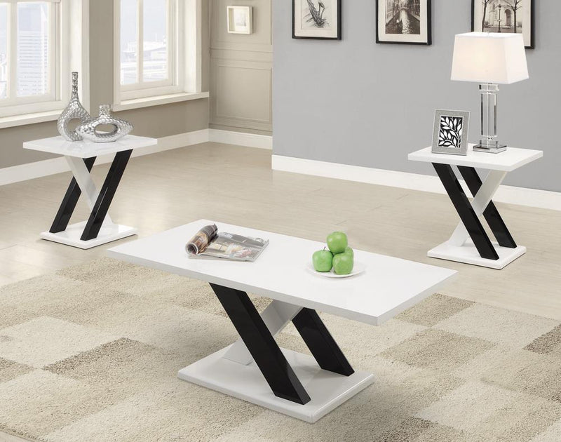 G701011 Contemporary White Three-Piece Table Set