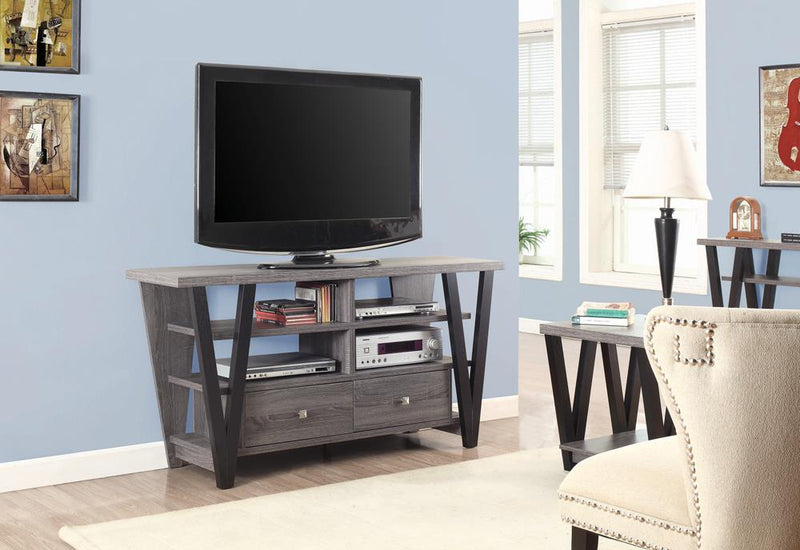 Modern Two-Tone Trapezoid TV Console