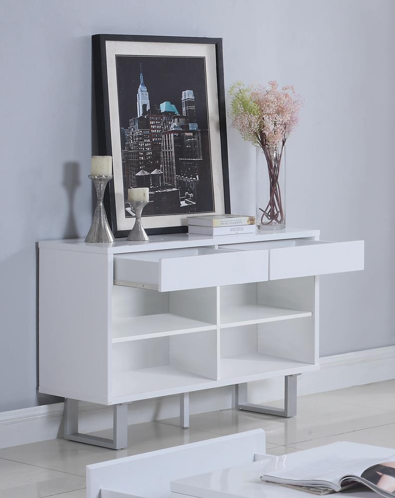 G705698 Contemporary Glossy White Sofa Table