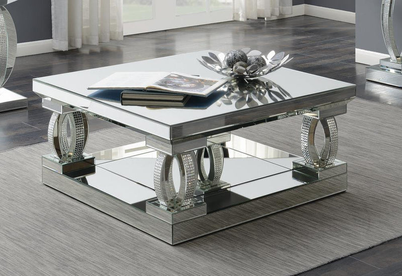 G722518 Contemporary Silver Mirrored Coffee Table