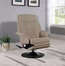 Berri Contemporary Beige Swivel Recliner
