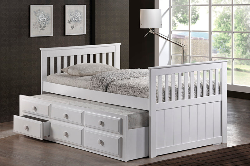 Wooden Twin Trundle Bed w/Drawers