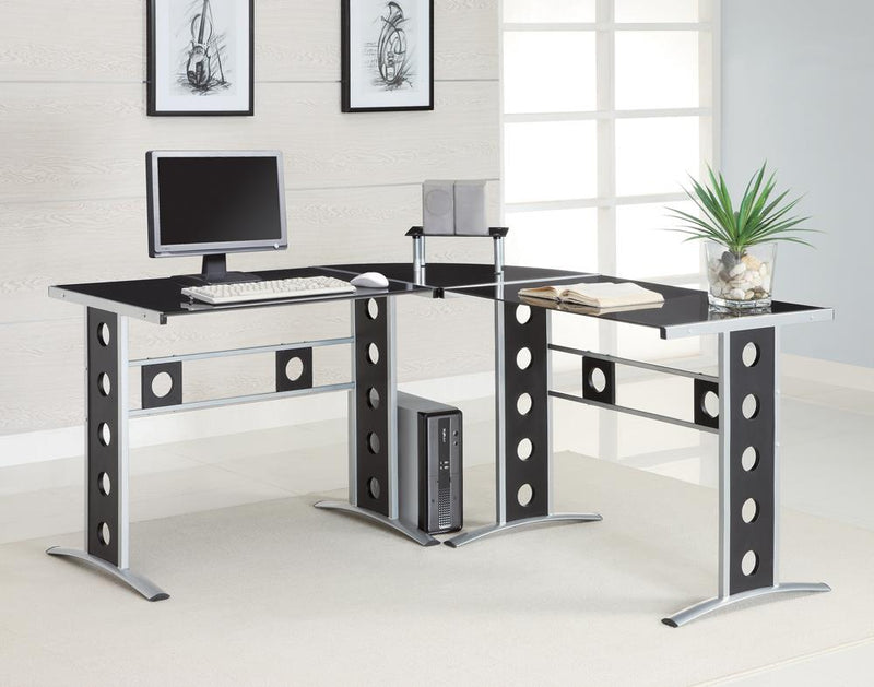 G800228 Casual Black and Silver Computer Desk