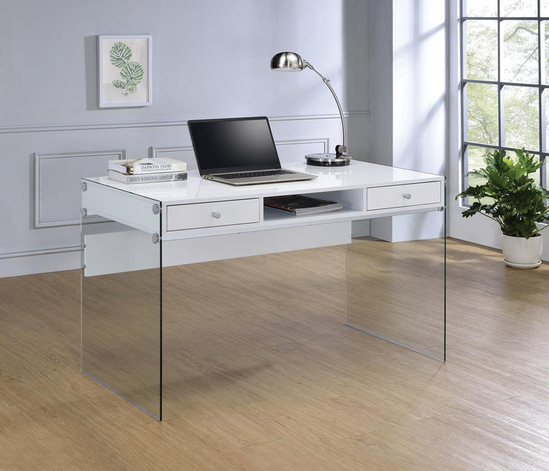 G800829 Contemporary Glossy White Writing Desk