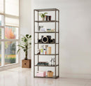 G801017 Contemporary Black Nickel Six-Tier Bookcase