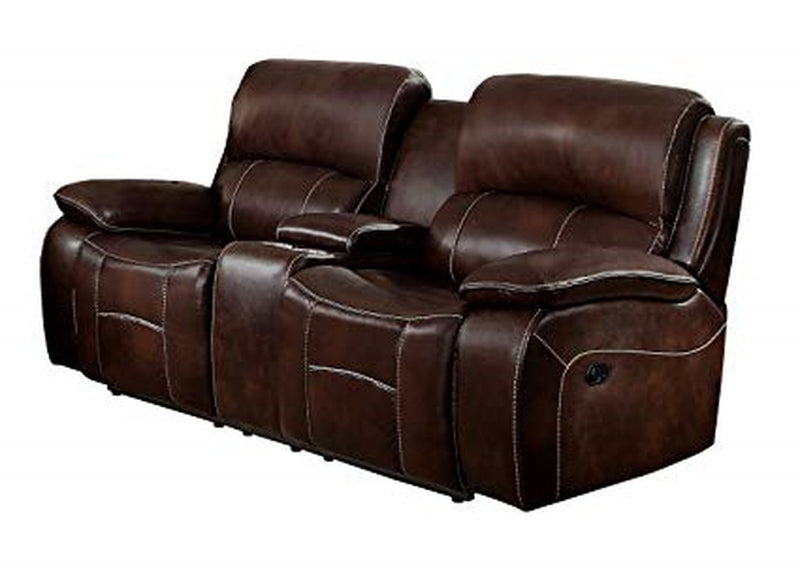Homelegance Furniture Mahala Power Double Reclining Loveseat in Brown 8200BRW-2PW