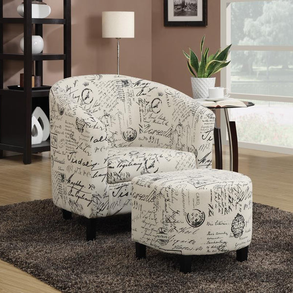 Transitional Vintage French Accent Chair with Ottoman Accent