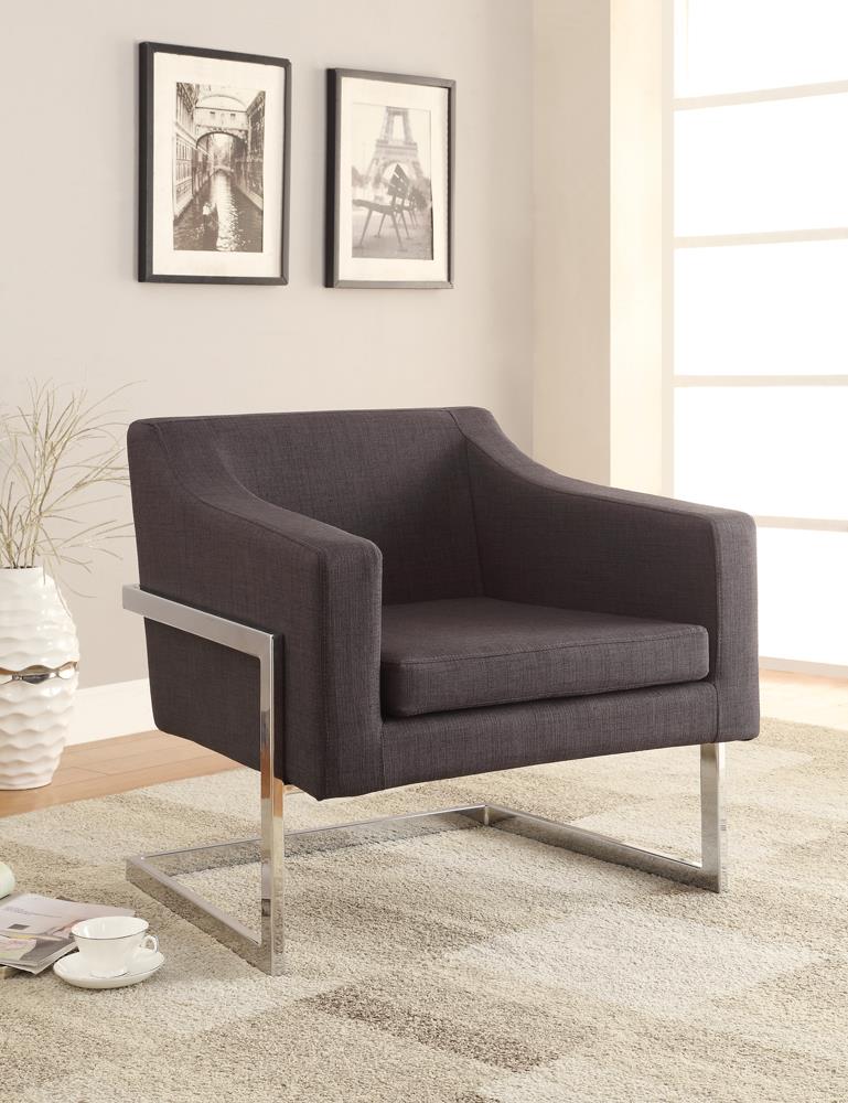 G902530 Contemporary Grey and Chrome Accent Chair