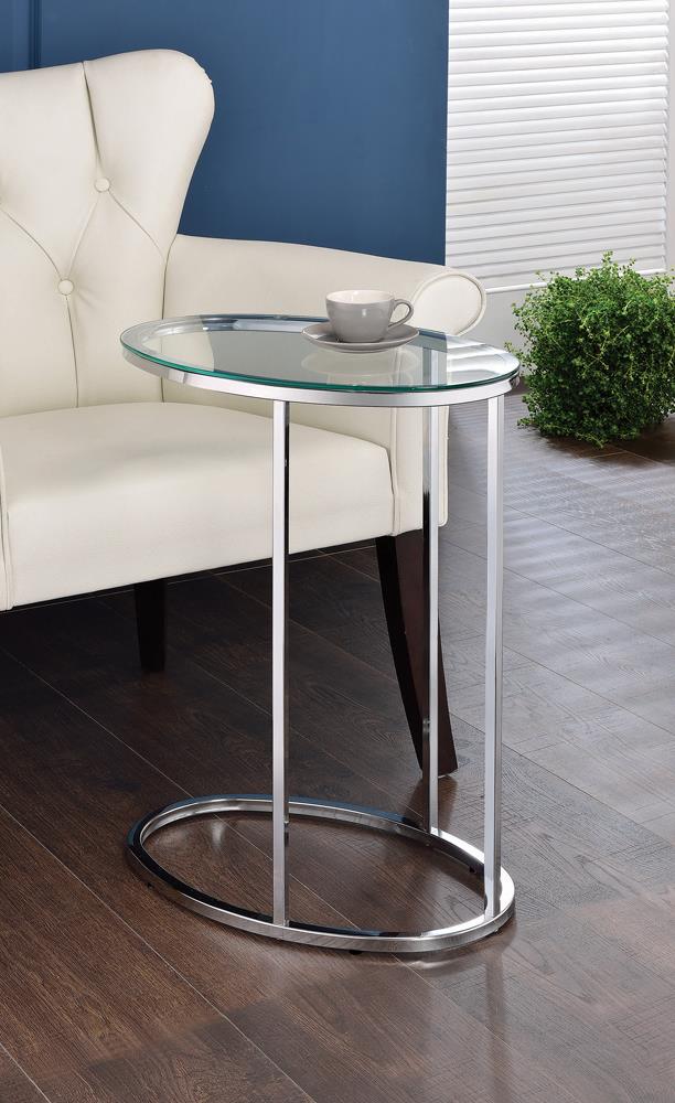 G902927 Contemporary Glass and Chrome Snack Table