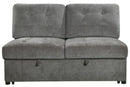 Homelegance Furniture Logansport Armless 2-Seater with Pull-out Bed in Gray 9401GRY-2A