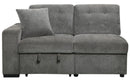 Homelegance Furniture Logansport Left Side 2-Seater with Pull-out Ottoman and 1 Pillow in Gray 9401GRY-2L