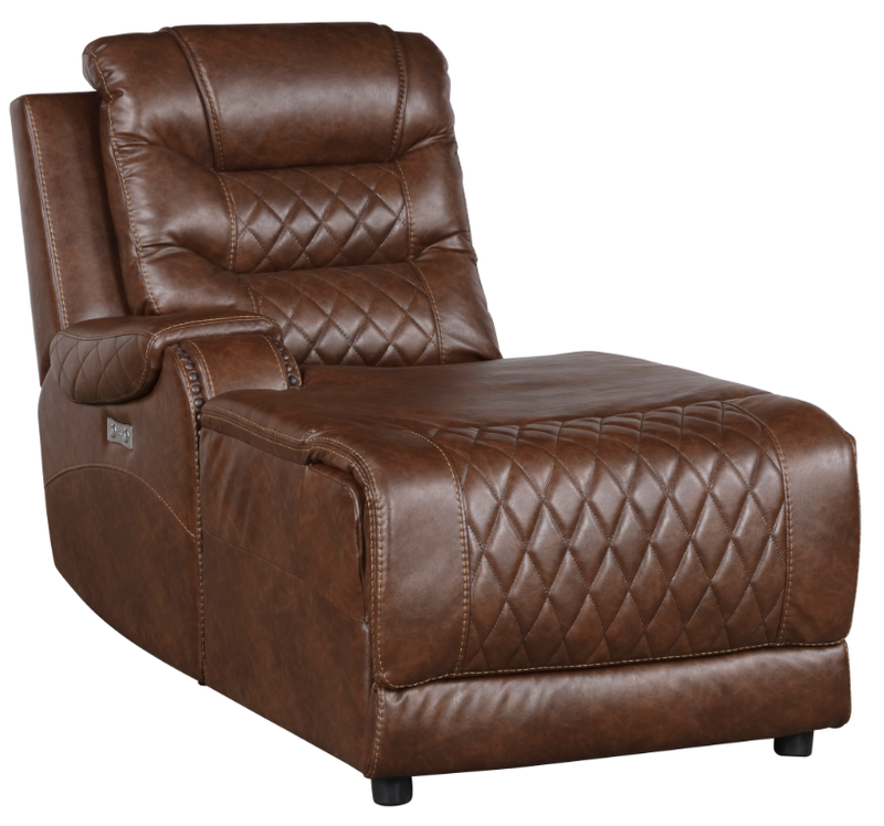 Homelegance Furniture Putnam Power Left Side Reclining Chaise with USB Port in Brown 9405BR-LCPW