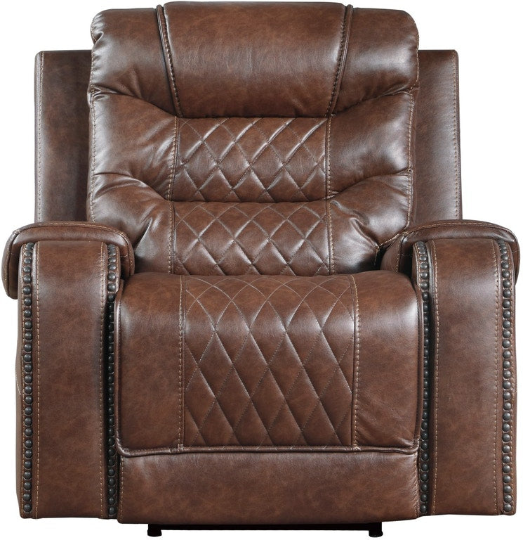 Homelegance Furniture Putnam Power Reclining Chair in Brown 9405BR-1PW