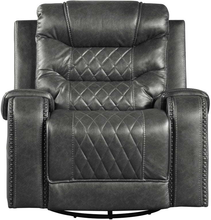Homelegance Furniture Putnam Swivel Glider Reclining Chair in Gray 9405GY-1