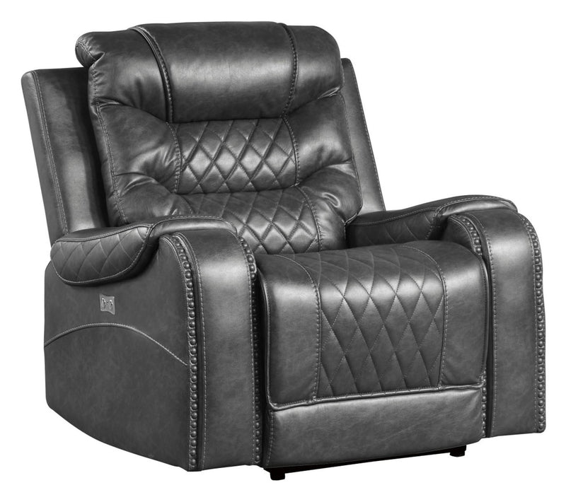 Homelegance Furniture Putnam Power Reclining Chair in Gray 9405GY-1PW