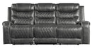 Homelegance Furniture Putnam Power Double Reclining Sofa with Drop-Down in Gray 9405GY-3PW