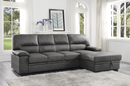 Homelegance Furniture Michigan Sectional with Pull Out Bed and Right Chaise in Dark Gray 9407DG*2RC3L