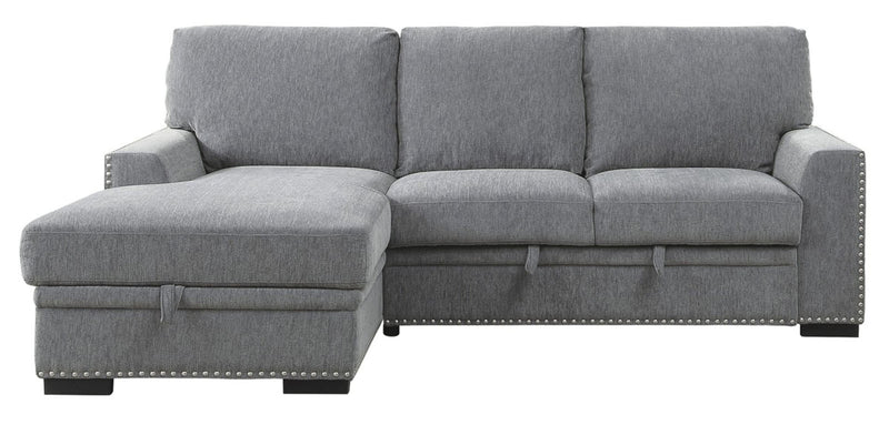 Homelegance Furniture Morelia 2pc Sectional with Pull Out Bed and Left Chaise in Dark Gray 9468DG*2LC2R