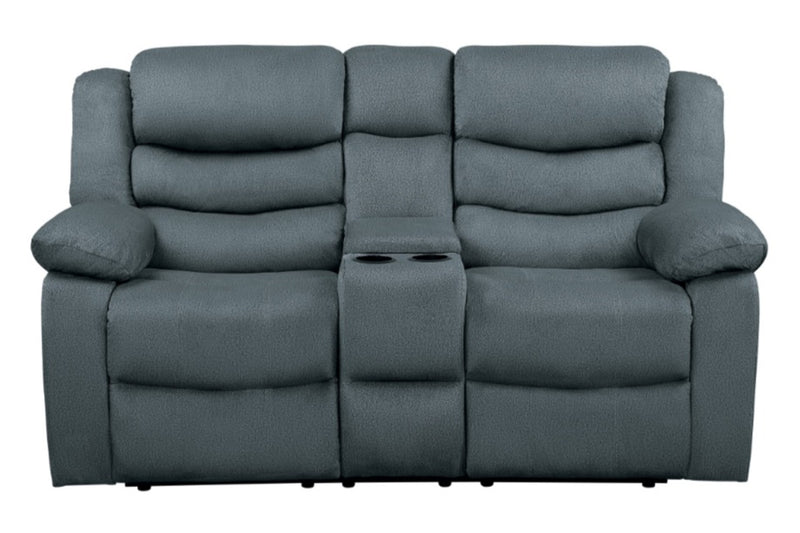 Homelegance Furniture Discus Double Reclining Loveseat in Gray 9526GY-2