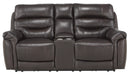 Homelegance Furniture Lance Power Double Reclining Loveseat with Power Headrests in Brown 9527BRW-2PWH