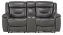 Homelegance Furniture Danio Power Double Reclining Loveseat with Power Headrests in Dark Gray 9528DGY-2PWH