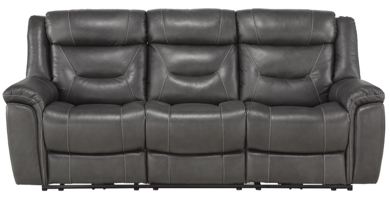 Homelegance Furniture Danio Power Double Reclining Sofa with Power Headrests in Dark Gray 9528DGY-3PWH