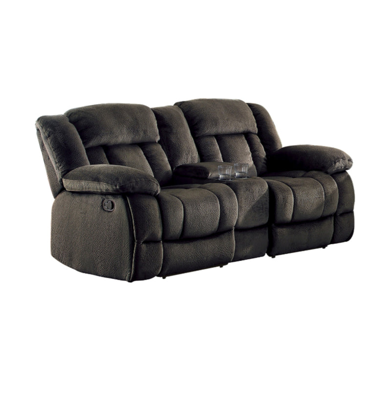 Homelegance Furniture Laurelton Double Glider Reclining Loveseat w/ Center Console in Chocolate 9636-2