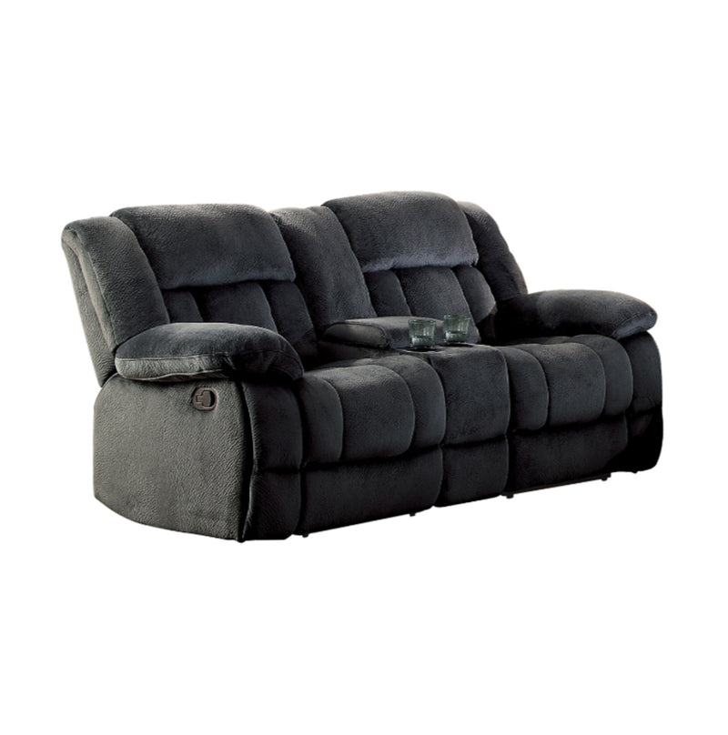Homelegance Furniture Laurelton Double Glider Reclining Loveseat w/ Center Console in Charcoal 9636CC-2