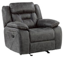 Homelegance Furniture Madrona Hill Glider Reclining Chair in Gray 9989GY-1