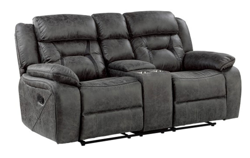 Homelegance Furniture Madrona Hill Double Reclining Loveseat in Gray 9989GY-2