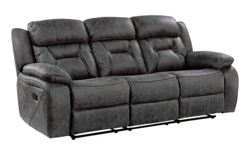 Homelegance Furniture Madrona Hill Double Reclining Sofa in Gray 9989GY-3