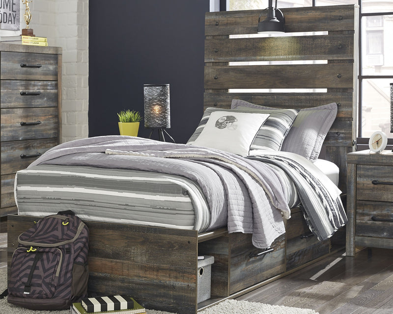 Drystan Twin Panel Bed with 4 Storage Drawers