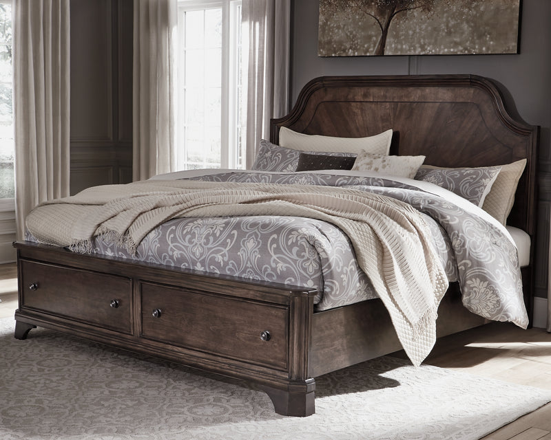 Adinton King Panel Bed with 2 Storage Drawers
