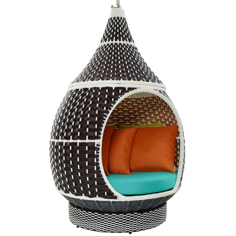 Palace Outdoor Patio Wicker Rattan Hanging Pod image