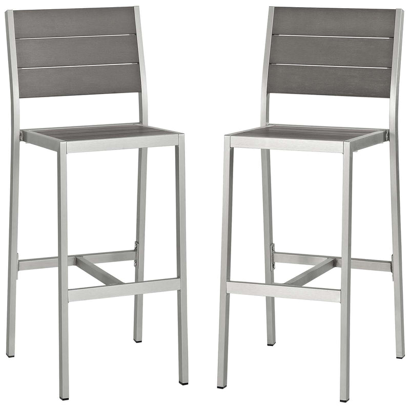 Shore Armless Bar Stool Outdoor Patio Aluminum Set of 2 image