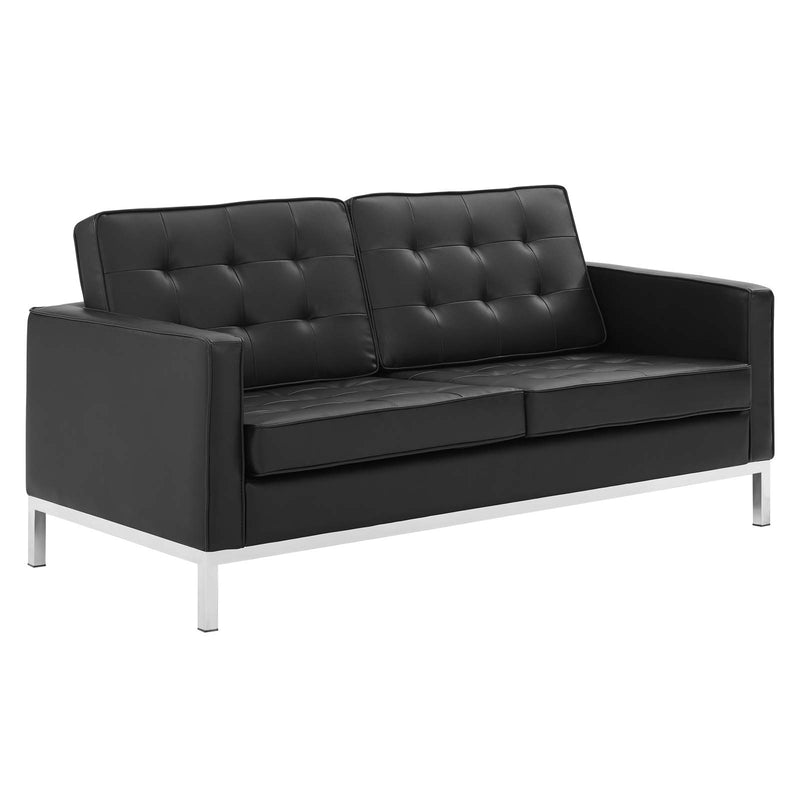 Loft Tufted Upholstered Faux Leather Loveseat image