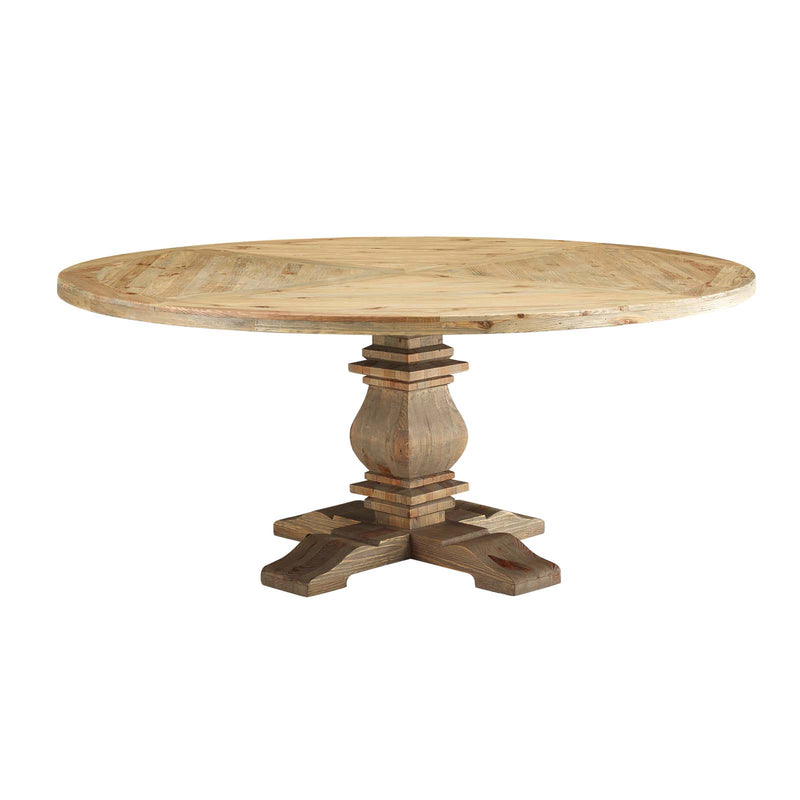 Column 71" Round Pine Wood Dining Table
