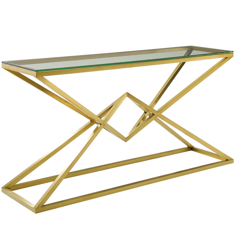 Point 59" Brushed Gold Metal Stainless Steel Console Table image