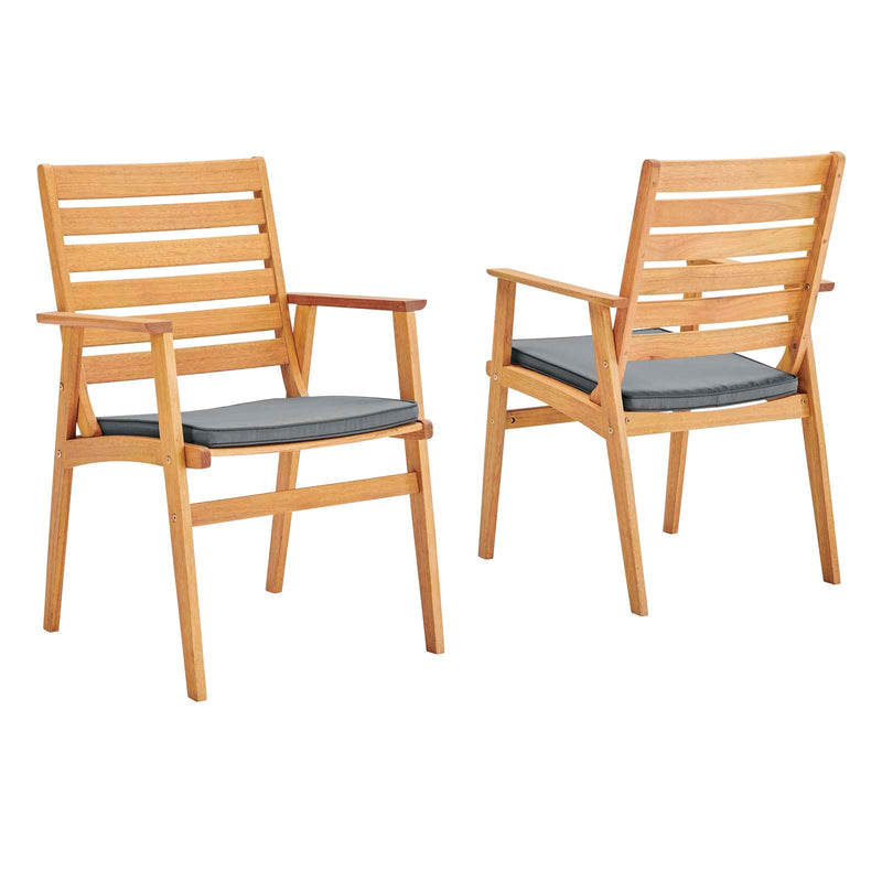 Syracuse Outdoor Patio Eucalyptus Wood Dining Chair Set of 2 image