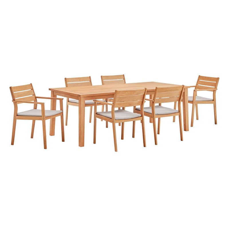 Viewscape 7 Piece Outdoor Patio Ash Wood Dining Set image